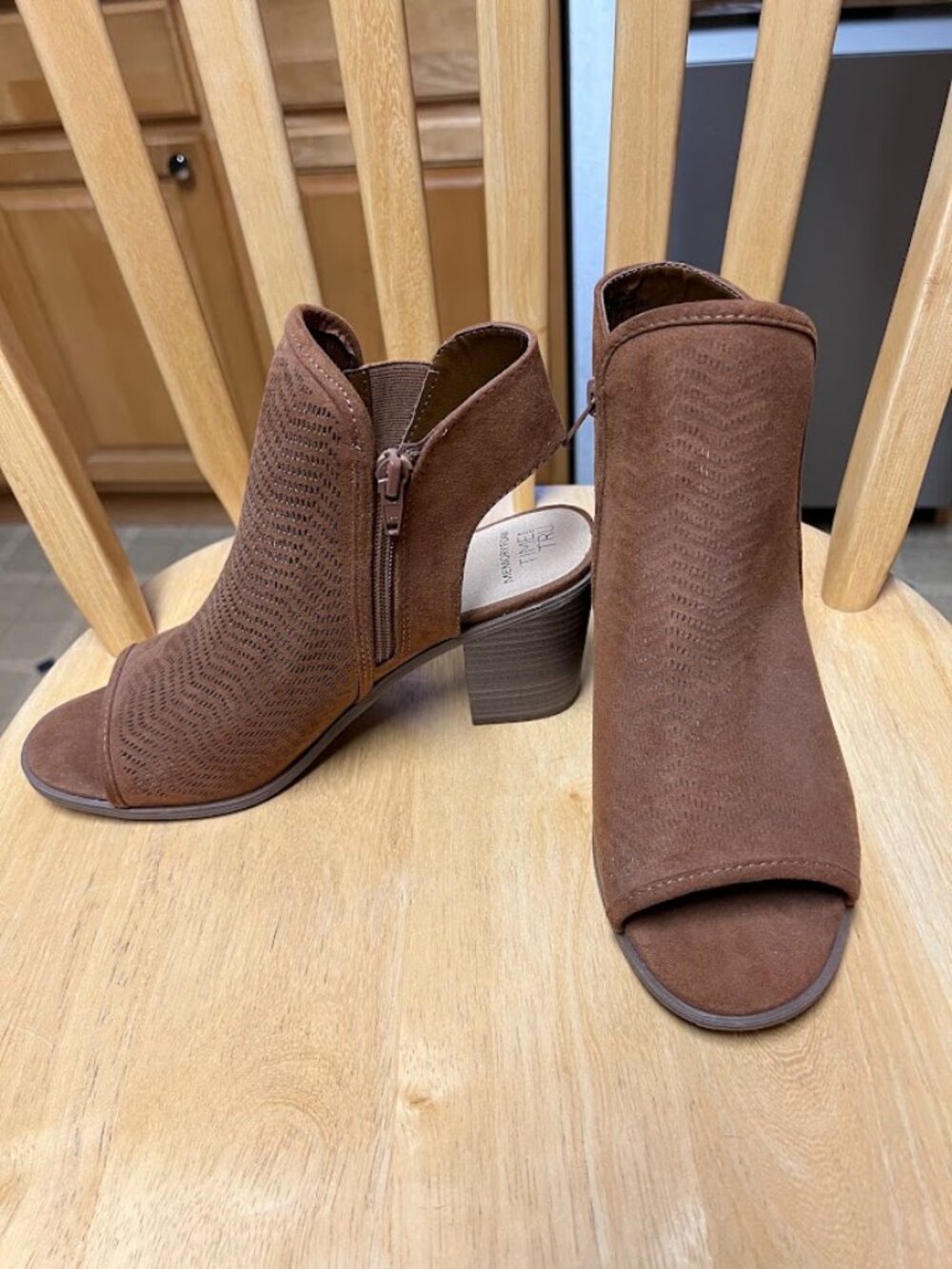 Time and Tru Tan Open-Toe Block Heel Sandals